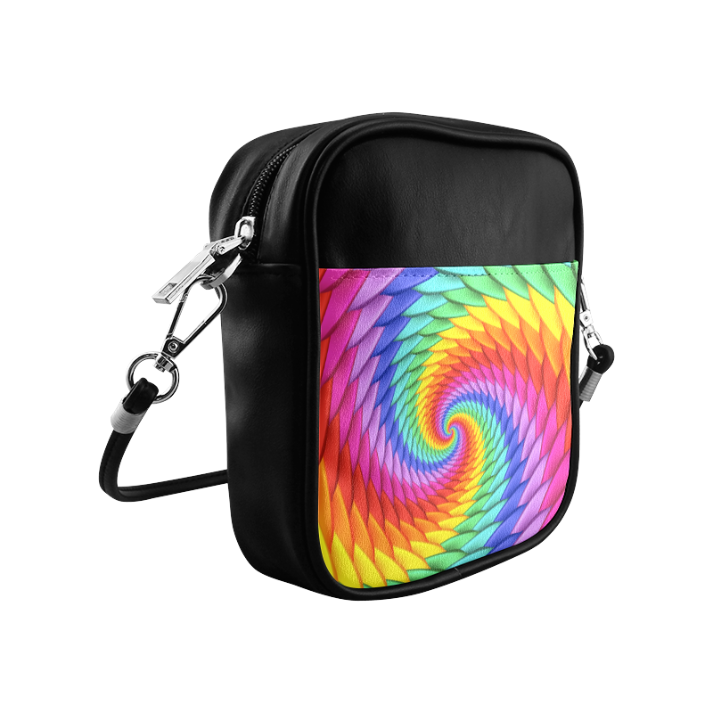 Psychedelic Rainbow Spiral Sling Bag (Model 1627)