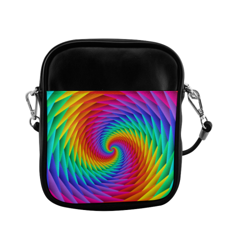 Psychedelic Rainbow Spiral Sling Bag (Model 1627)