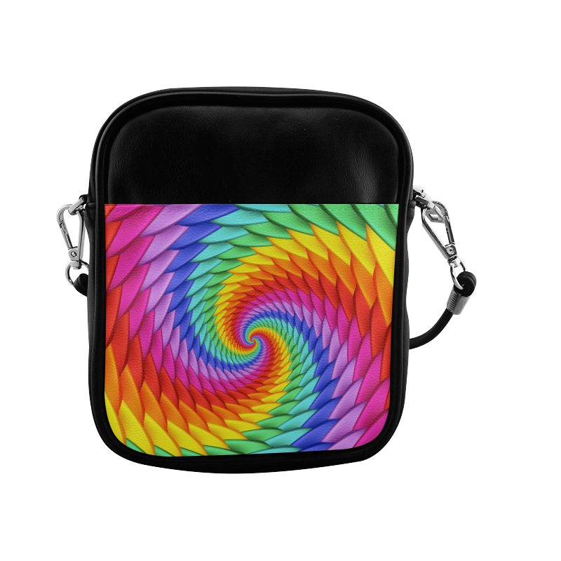 Psychedelic Rainbow Spiral Sling Bag (Model 1627)