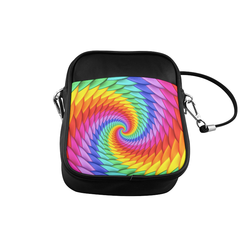 Psychedelic Rainbow Spiral Sling Bag (Model 1627)