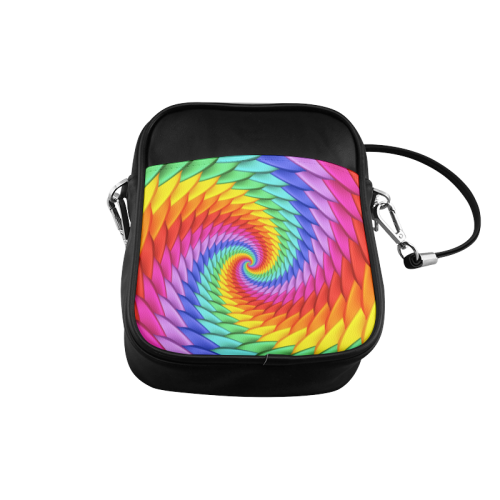 Psychedelic Rainbow Spiral Sling Bag (Model 1627)