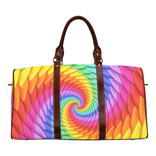 Psychedelic Rainbow Spiral Waterproof Travel Bag/Large (Model 1639)