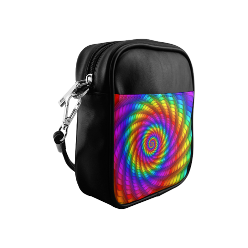 Psychedelic Rainbow Spiral Sling Bag (Model 1627)