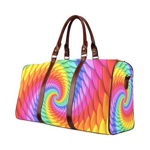 Psychedelic Rainbow Spiral Waterproof Travel Bag/Large (Model 1639)