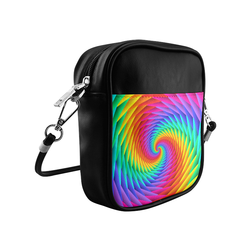 Psychedelic Rainbow Spiral Sling Bag (Model 1627)