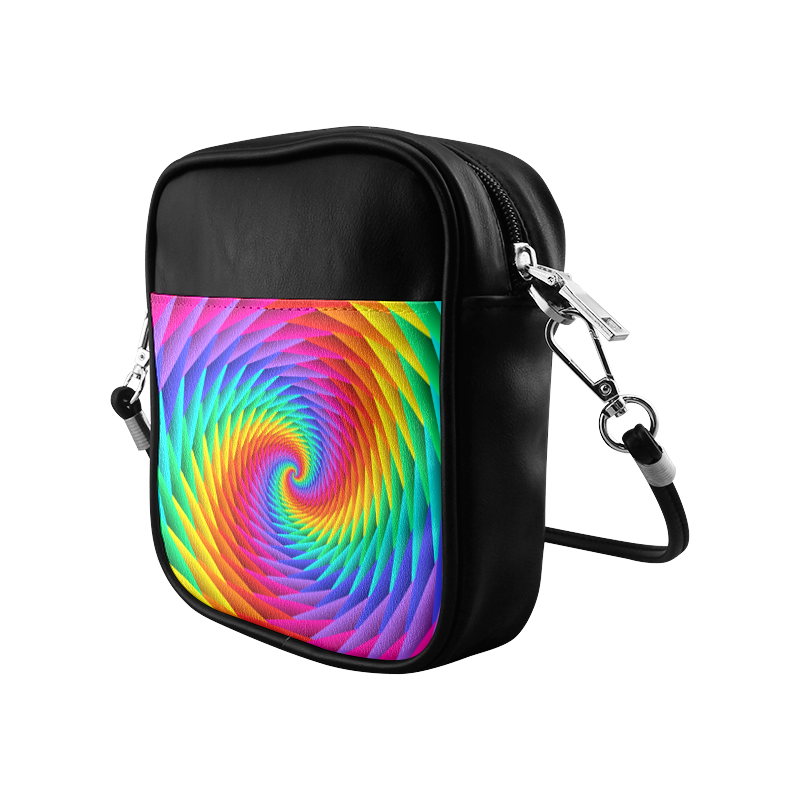 Psychedelic Rainbow Spiral Sling Bag (Model 1627)