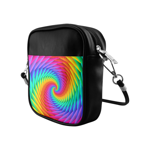 Psychedelic Rainbow Spiral Sling Bag (Model 1627)