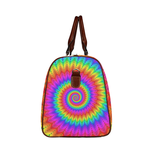 Psychedelic Rainbow Spiral Waterproof Travel Bag/Large (Model 1639)