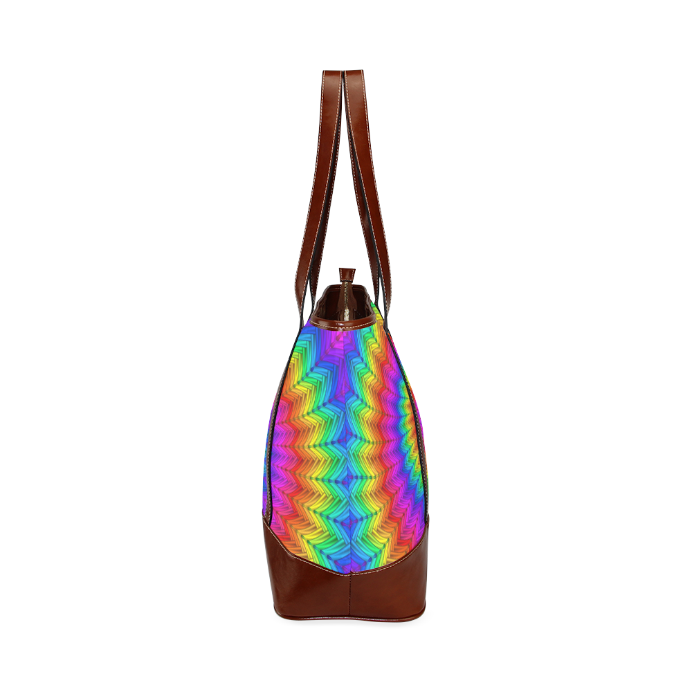 Psychedelic Rainbow Spiral Tote Handbag (Model 1642)