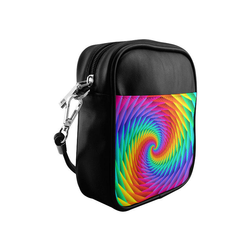 Psychedelic Rainbow Spiral Sling Bag (Model 1627)