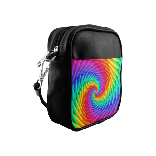 Psychedelic Rainbow Spiral Sling Bag (Model 1627)