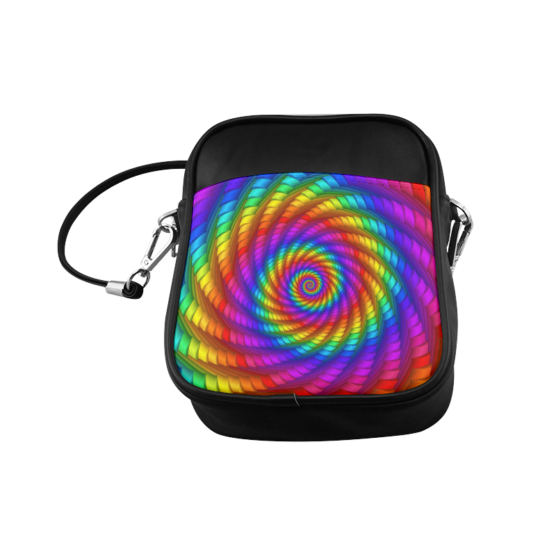 Psychedelic Rainbow Spiral Sling Bag (Model 1627)