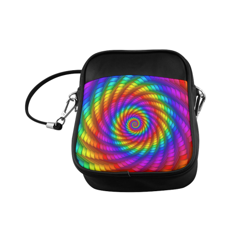 Psychedelic Rainbow Spiral Sling Bag (Model 1627)