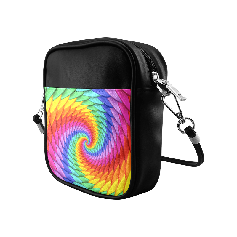 Psychedelic Rainbow Spiral Sling Bag (Model 1627)