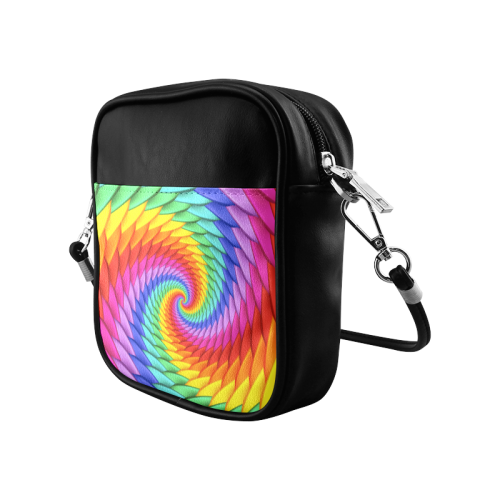 Psychedelic Rainbow Spiral Sling Bag (Model 1627)