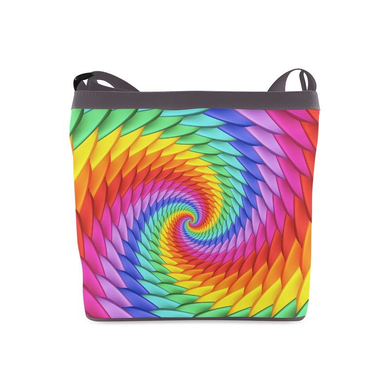 Psychedelic Rainbow Spiral Crossbody Bags (Model 1613)