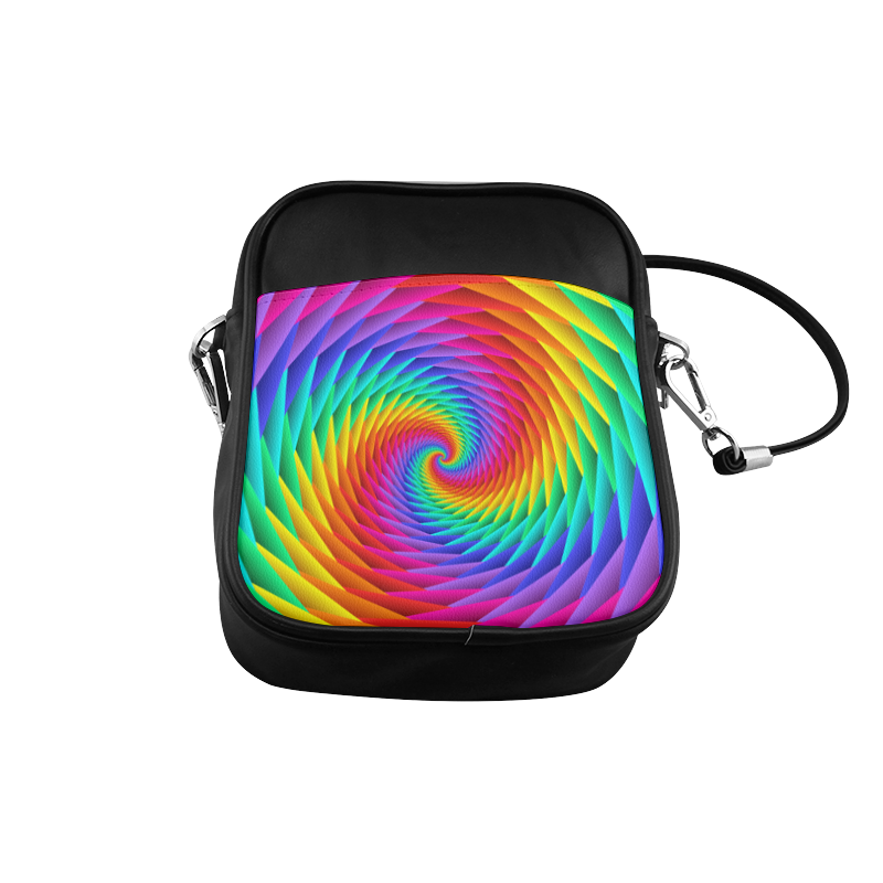 Psychedelic Rainbow Spiral Sling Bag (Model 1627)