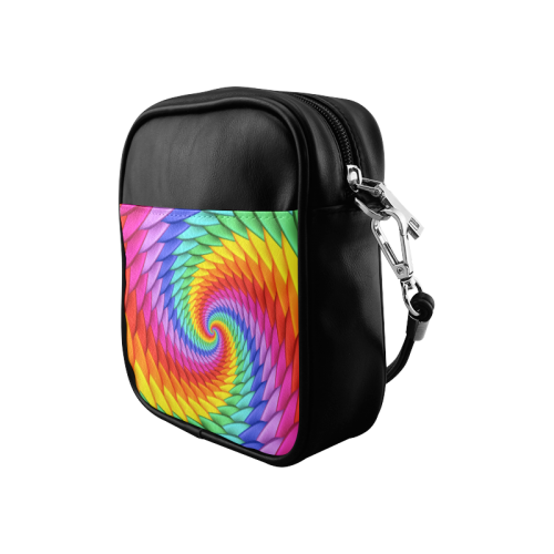 Psychedelic Rainbow Spiral Sling Bag (Model 1627)