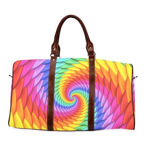 Psychedelic Rainbow Spiral Waterproof Travel Bag/Large (Model 1639)