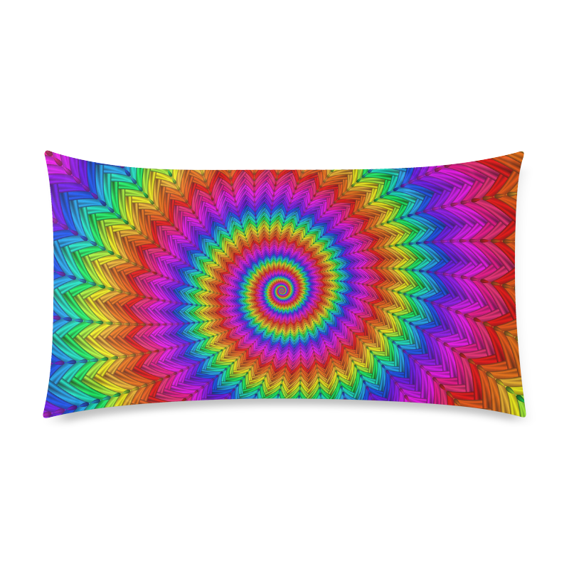 Psychedelic Rainbow Spiral Rectangle Pillow Case 20"x36"(Twin Sides)