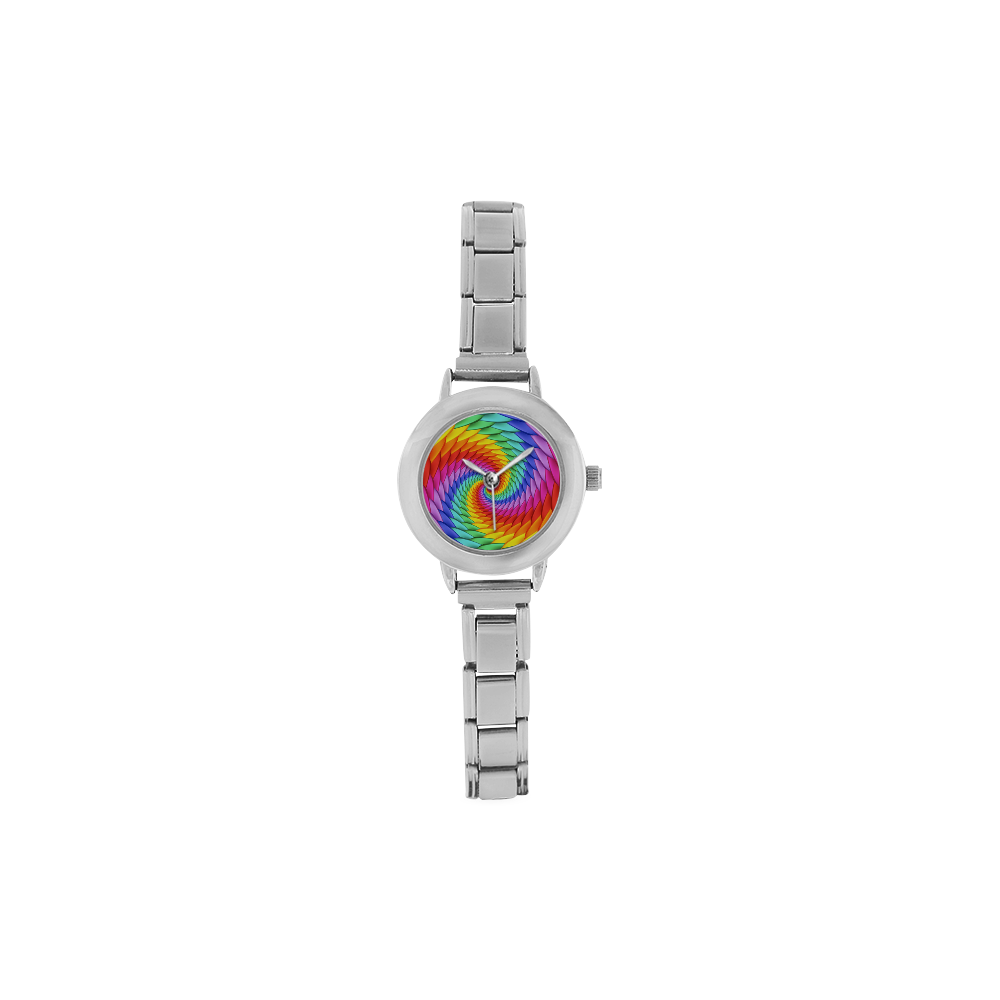 Psychedelic Rainbow Spiral Women's Italian Charm Watch(Model 107)