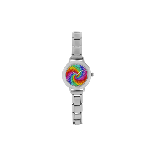 Psychedelic Rainbow Spiral Women's Italian Charm Watch(Model 107)