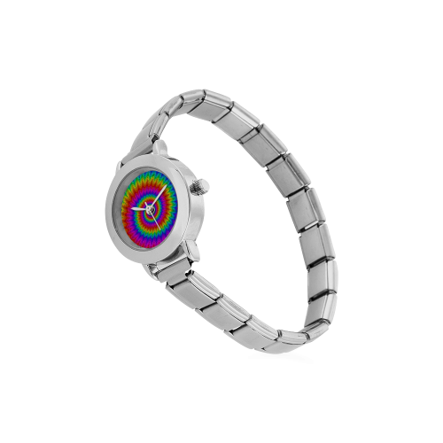 Psychedelic Rainbow Spiral Women's Italian Charm Watch(Model 107)