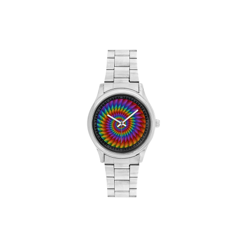 Psychedelic Rainbow Spiral Men's Stainless Steel Watch(Model 104)