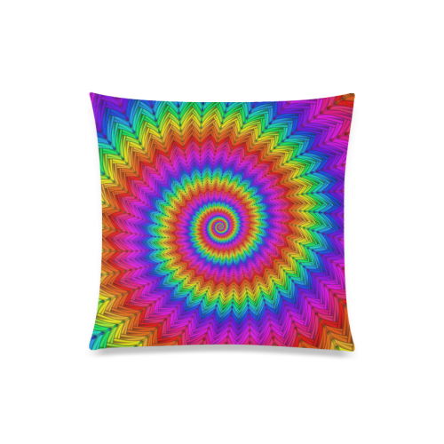 Psychedelic Rainbow Spiral Custom Zippered Pillow Case 20"x20"(Twin Sides)