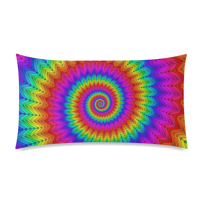 Psychedelic Rainbow Spiral Rectangle Pillow Case 20"x36"(Twin Sides)