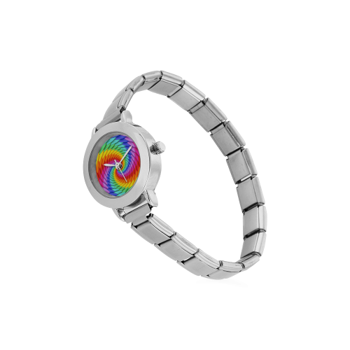 Psychedelic Rainbow Spiral Women's Italian Charm Watch(Model 107)