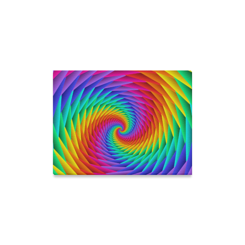 Psychedelic Rainbow Spiral Canvas Print 16"x12"