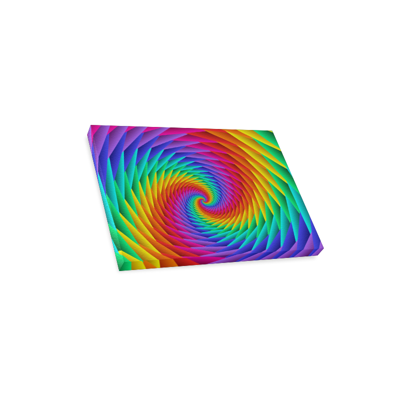 Psychedelic Rainbow Spiral Canvas Print 16"x12"