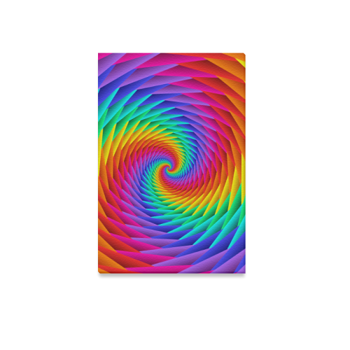 Psychedelic Rainbow Spiral Canvas Print 12"x18"