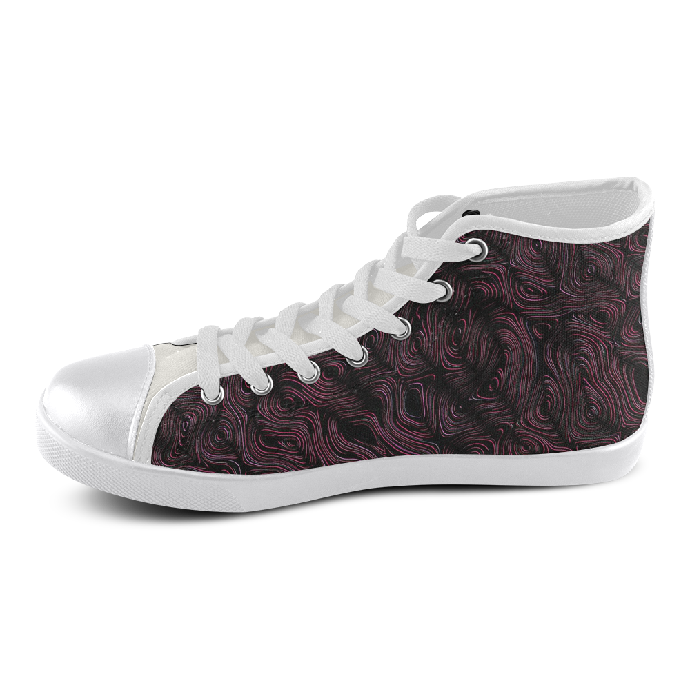 Pink and Purple Fire Stone Women's High Top Canvas Shoes (Model 002 ...
