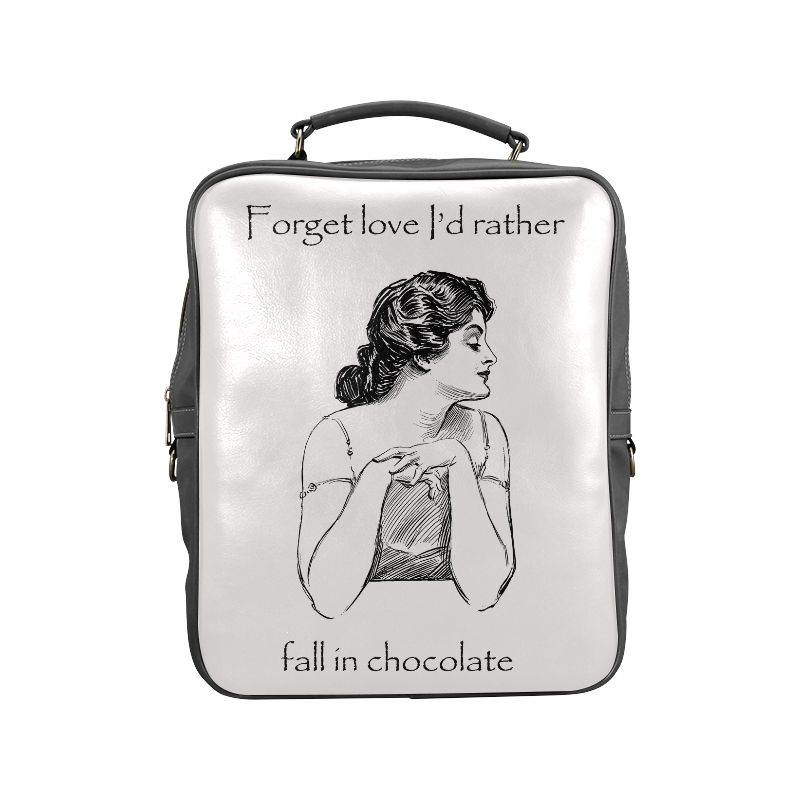 Funny Attitude Vintage Sass Forget Love I'd Rather Fall In Chocolate Square Backpack (Model 1618)
