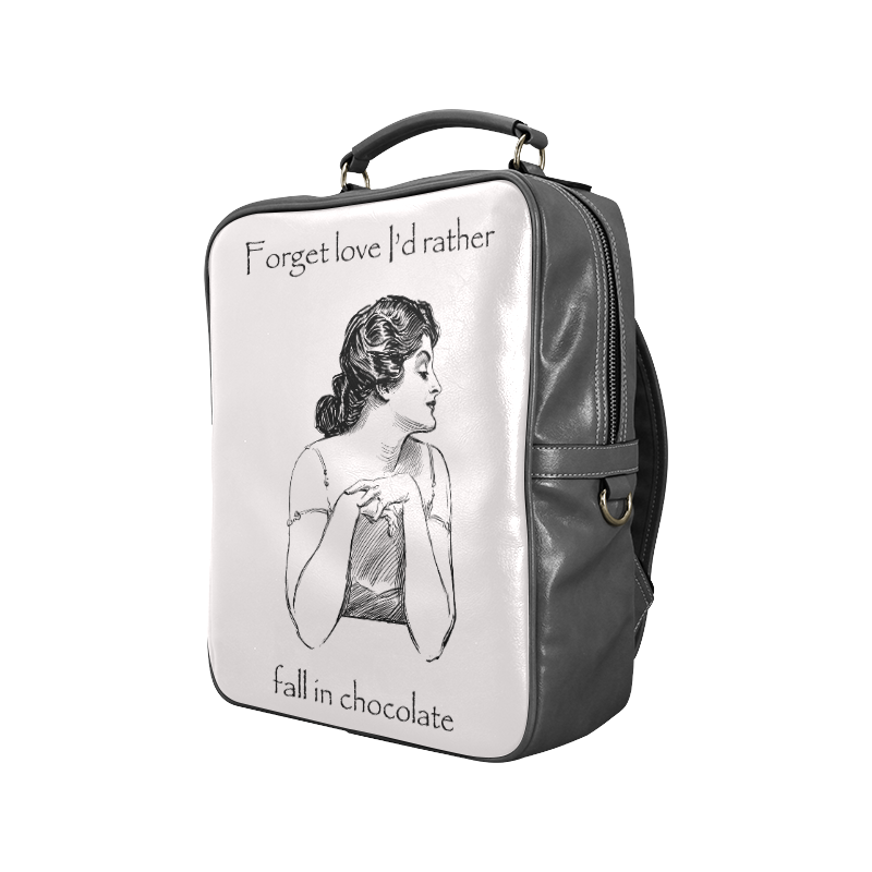 Funny Attitude Vintage Sass Forget Love I'd Rather Fall In Chocolate Square Backpack (Model 1618)