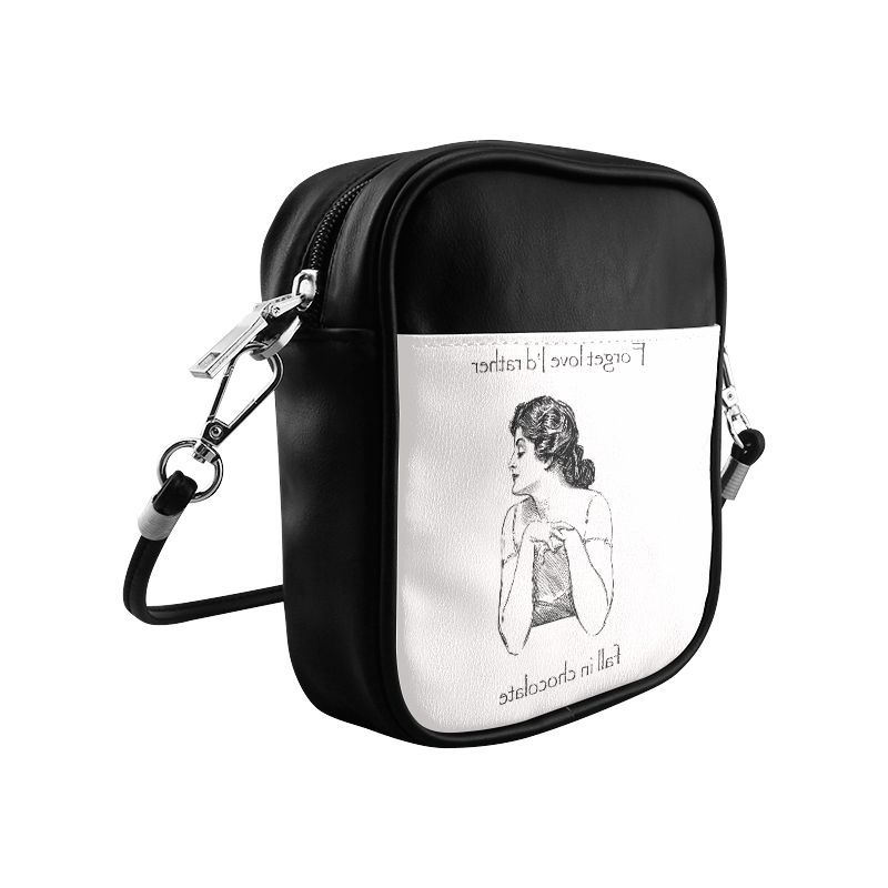 Funny Attitude Vintage Sass Forget Love I'd Rather Fall In Chocolate Sling Bag (Model 1627)