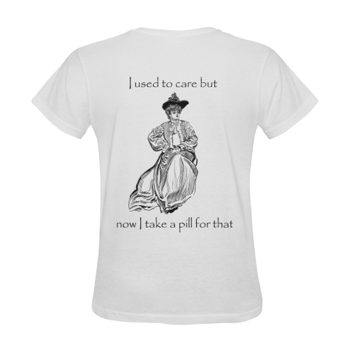 Funny Attitude Vintage Sass I Used To Care But Now I Take A Pill For That Sunny Women's T-shirt (Model T05)