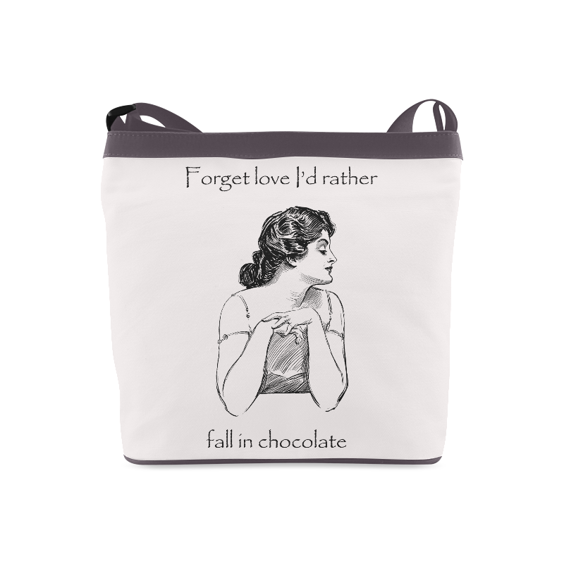 Funny Attitude Vintage Sass Forget Love I'd Rather Fall In Chocolate Crossbody Bags (Model 1613)