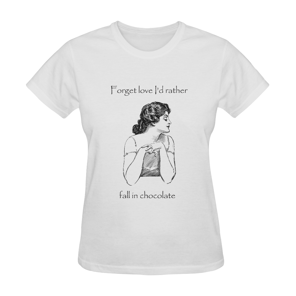 Funny Attitude Vintage Sass Forget Love I'd Rather Fall In Chocolate Sunny Women's T-shirt (Model T05)