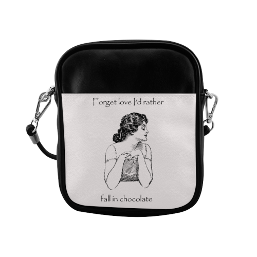 Funny Attitude Vintage Sass Forget Love I'd Rather Fall In Chocolate Sling Bag (Model 1627)