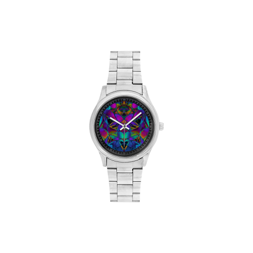 Floral Fractal Art G308 Men's Stainless Steel Watch(Model 104)