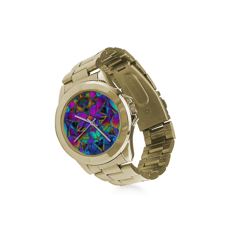 Floral Fractal Art G308 Custom Gilt Watch(Model 101)
