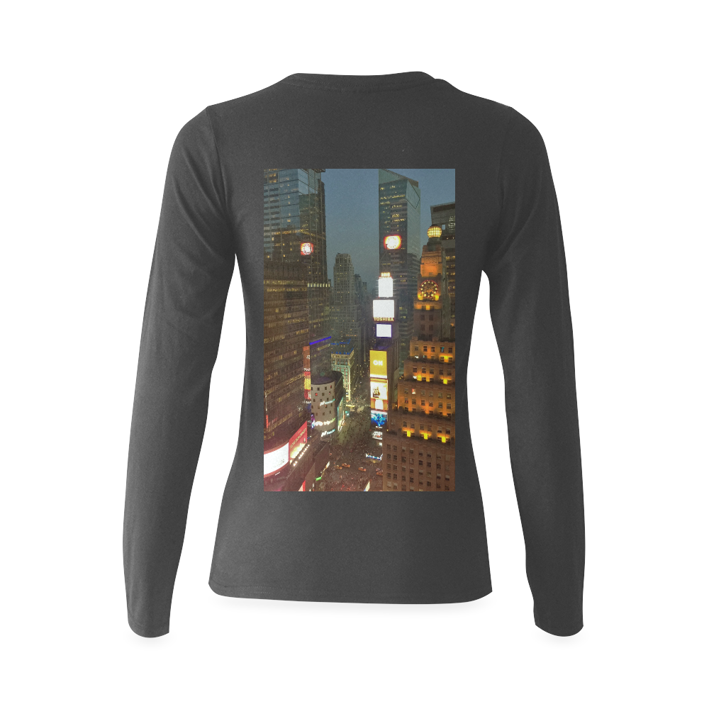 34TH FLOOR NY CITY TIME SQUARE Sunny Women's T-shirt (long-sleeve) (Model T07)