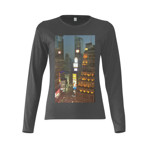 34TH FLOOR NY CITY TIME SQUARE Sunny Women's T-shirt (long-sleeve) (Model T07)