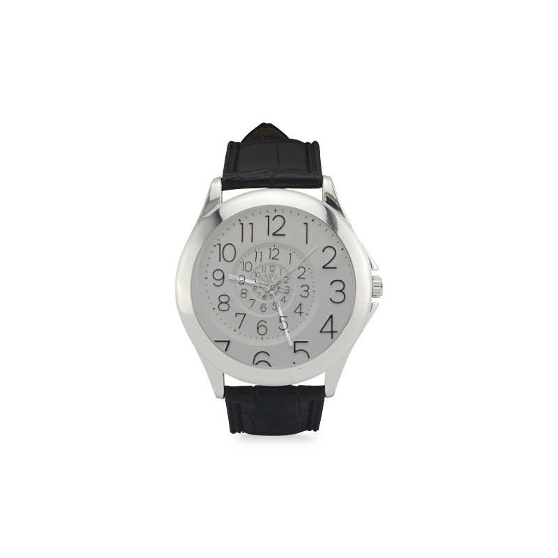 Spiral Clock Droste Clock Women's Classic Leather Strap Watch(Model 203)