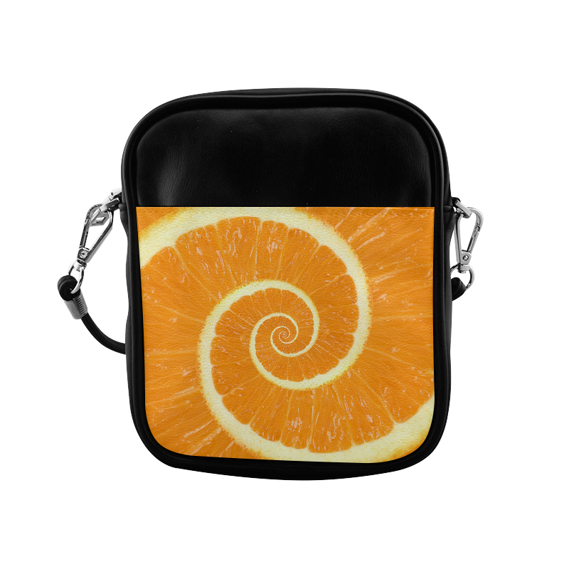 Spiral Citrus Orange Droste Sling Bag (Model 1627)