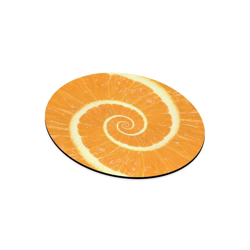 Spiral Citrus Orange Droste Round Mousepad