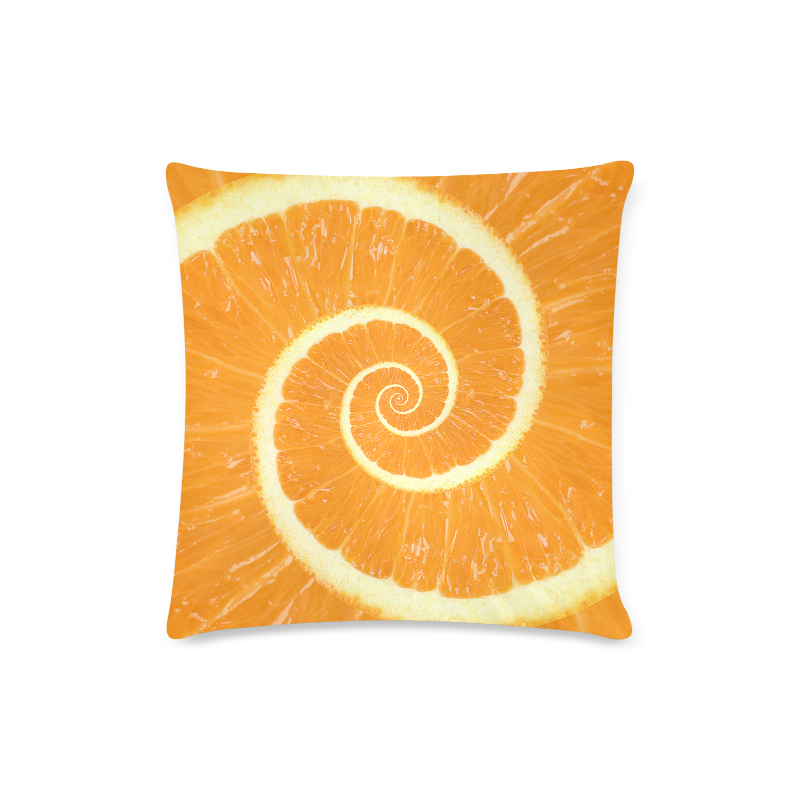 Spiral Citrus Orange Droste Custom Zippered Pillow Case 16"x16"(Twin Sides)